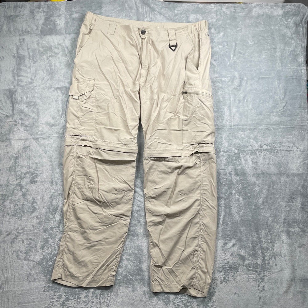 Columbia‎ Men's Convertible Cargo Pants 40W 30L Beige Omni Shade Sun Protection